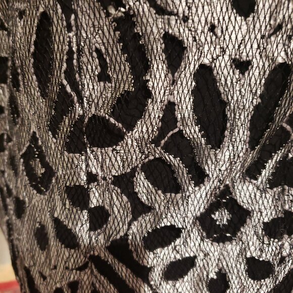 NWT Cynthia Steffe Silver and Black Net Sheath Dress. Sz 10 (but measures a 6) - Picture 7 of 8